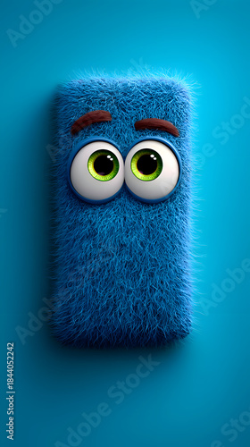 Wallpaper Mural Funny Blue Furry Cartoon Character with Googly Eyes on Blue Background Torontodigital.ca