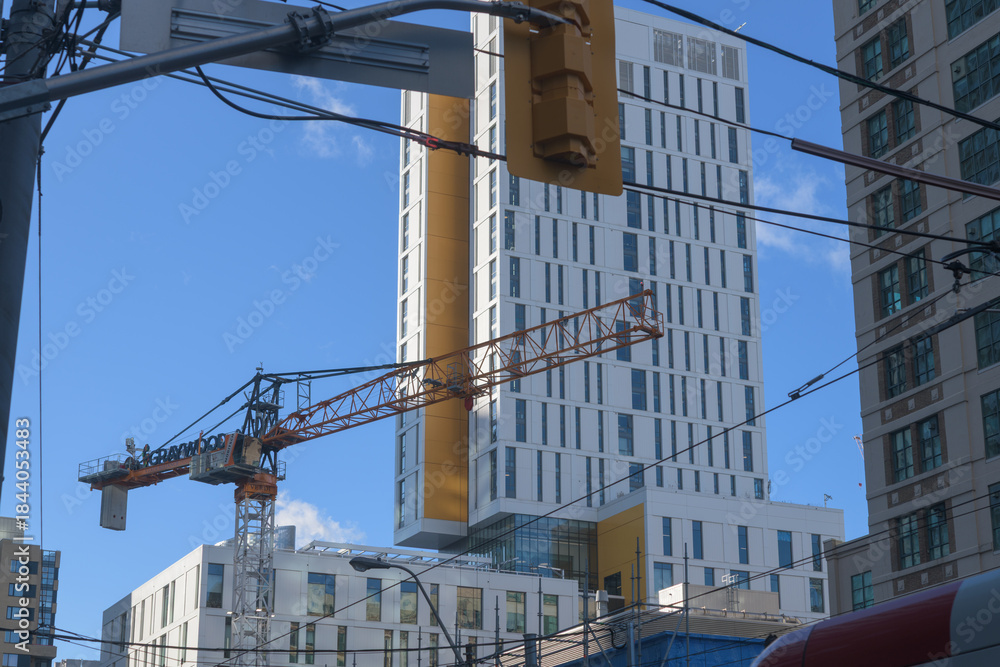 Naklejka premium construction crane at Graywood Developments project at 241 Church Street, Toronto
