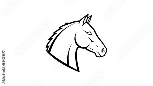 Minimalist horse head illustration a clean vector graphic for equestrian logos and sports branding isolated on a white background