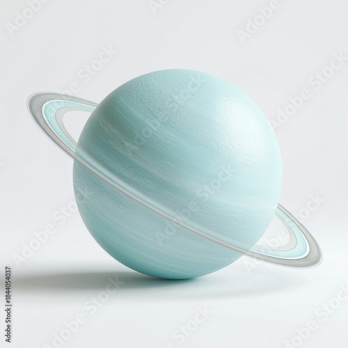 AI-generated image - Uranus planet with rings, isolated on white background.