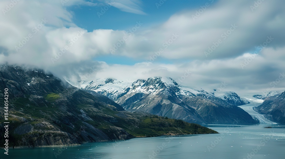 Obraz premium A Dynamic UNESCO World Heritage Site of Tidewater Glaciers, Fjords, and Abundant Alaskan Wildlife