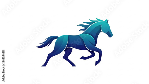 Dynamic blue horse illustration stylized vector art representing speed and power perfect for branding and sports logos isolated on white