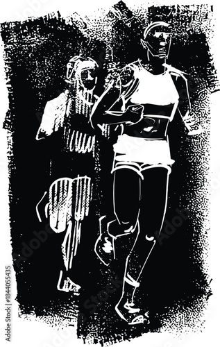 two women running in a competition