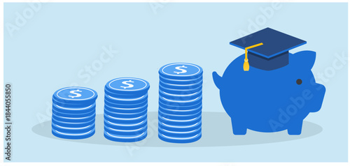 Money savings, investment for education, scholarship concept