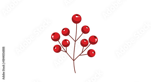 Simple graphic illustration of a branch with vibrant red berries, suitable for seasonal designs and holiday decorations.