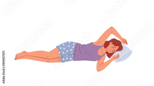 Woman sleeping peacefully on pillow in comfortable position