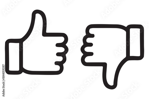 Set of Thumbs up and thumbs down icons set. Like and dislike vector collection on transparent background. vector illustration .