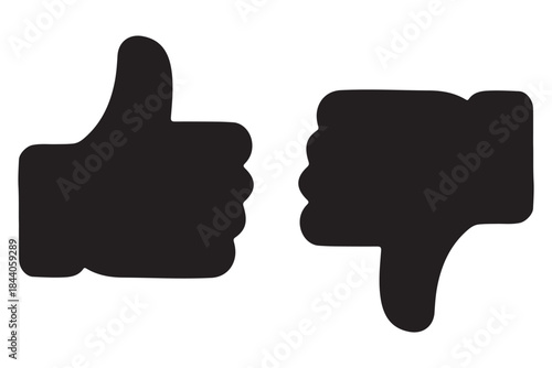Set of Thumbs up and thumbs down icons set. Like and dislike vector collection on transparent background. vector illustration .