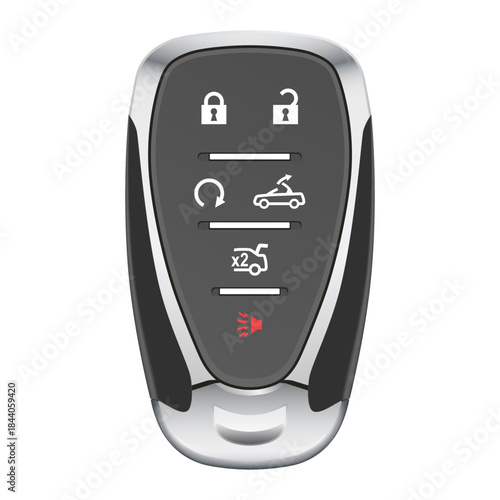 A car key fob isolated on white background. Keyless vehicle entry device. Scalable and Editable EPS 10 vector graphic illustration.