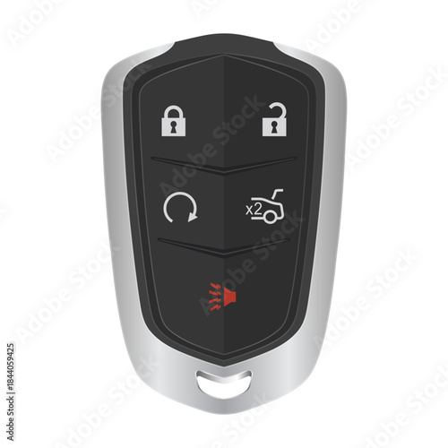 A car key fob isolated on white background. Keyless vehicle entry device. Scalable and Editable EPS 10 vector graphic illustration.