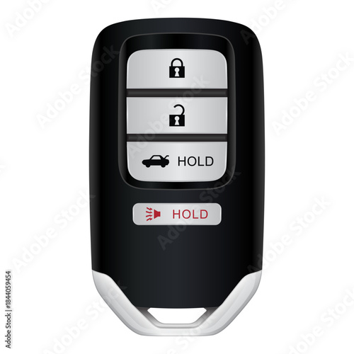 A car key fob isolated on white background. Keyless vehicle entry device. Scalable and Editable EPS 10 vector graphic illustration.