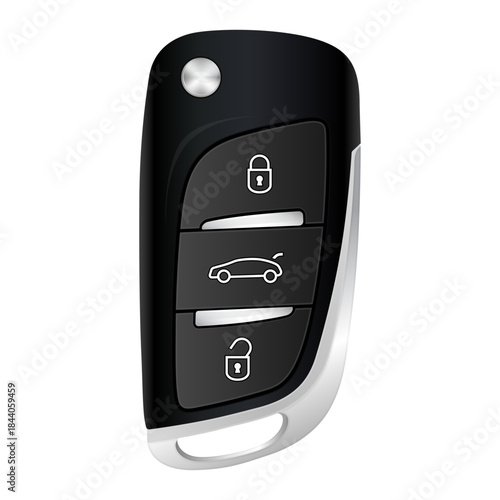 A car key fob isolated on white background. Keyless vehicle entry device. Scalable and Editable EPS 10 vector graphic illustration.