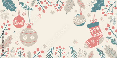 Cute and cozy Christmas vector featuring playful festive elements, warm colors, and a joyful holiday feel.