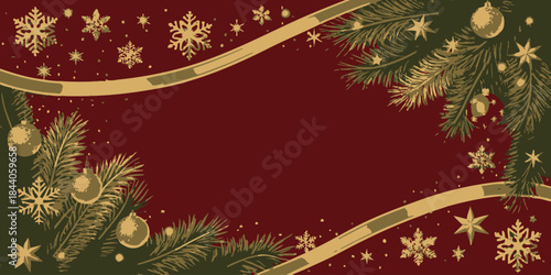 Dramatic red velvet Christmas vector featuring gold accents, rich textures, and a luxurious festive atmosphere.