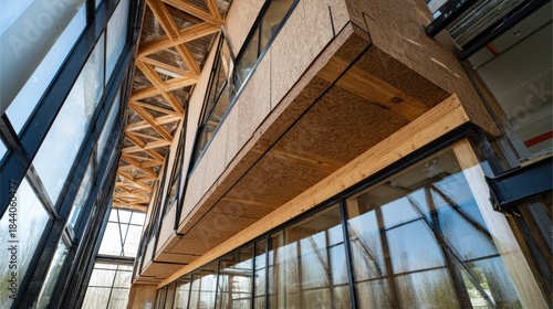Medium shot of biobased lumber panels being installed emphasizing natural fiber composition and resistance to decay in modern architecture.