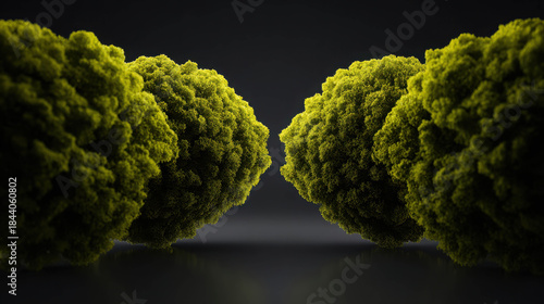 Macro Shot of Lush Green Textured Foliage in Studio Lighting Setup for Luxury Aesthetic Display