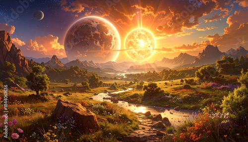 宇宙　惑星　生成AI　背景　