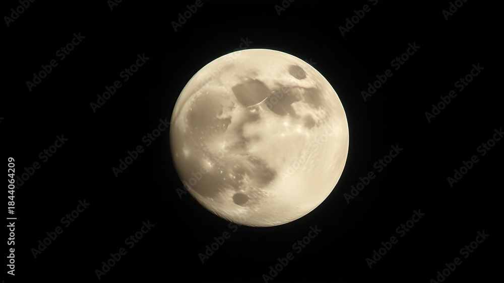 Fototapeta premium starless. Detailed close-up of a full moon in the night sky, radiating a soft celestial glow. travel magazines, destination branding, designed for outdoor magazines and nature guides.