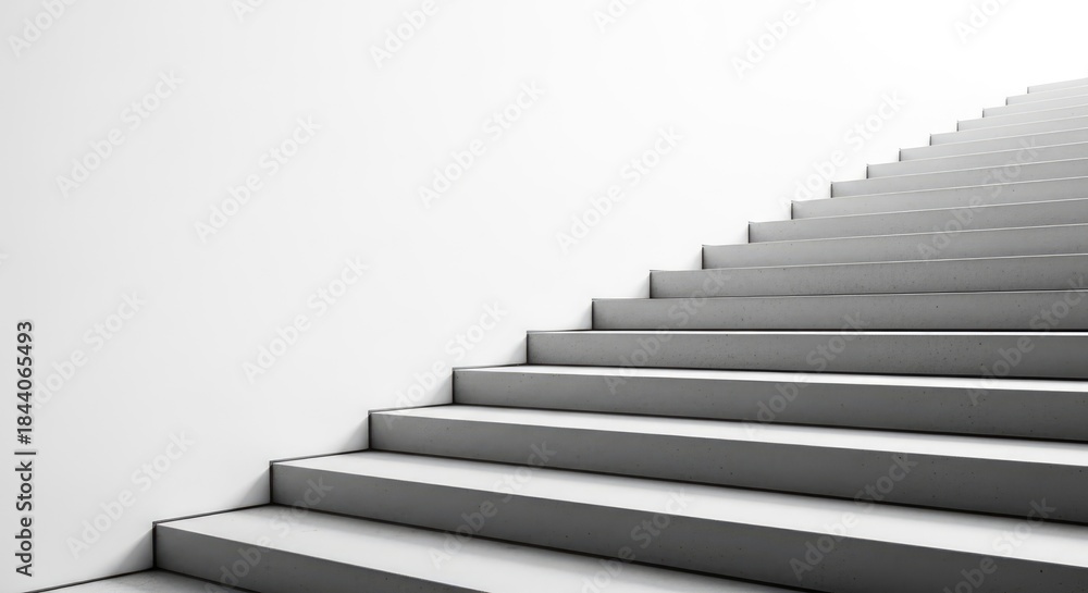Fototapeta premium A staircase leading upwards against a white wall.
