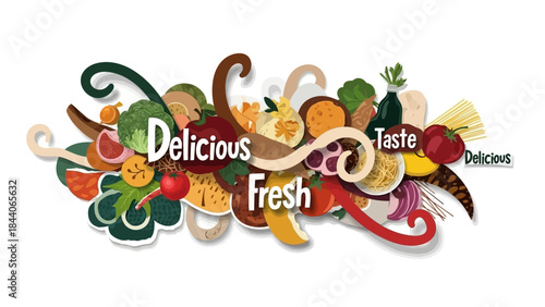 Delicious Fresh Food Ingredients Illustration - Healthy Eating & Culinary Taste Concept