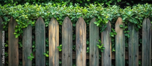 Wooden fence, green hedge, garden, privacy, nature