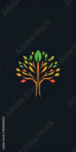 Stylized tree icon with simple geometric elements, perfect for branding and design,  minimalist,  icon