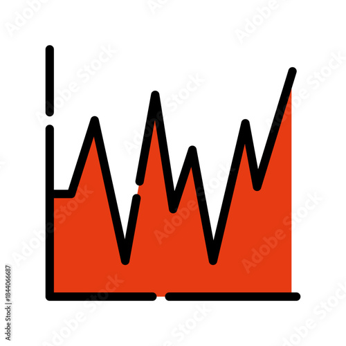 Graph chart filled line color icon. Volatility Chart symbol.