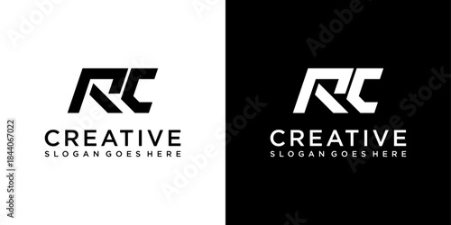 RC or CR initial letter logo design vector