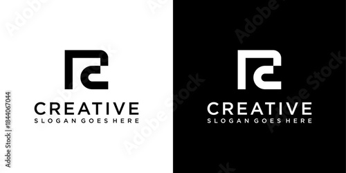 RC or CR initial letter logo design vector