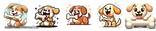  VECTOR OF A DOG EATING A BONE ON WHITE BACKGROUND