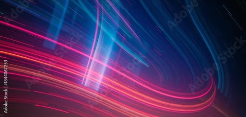 Streaks of vibrant light painting the night sky with ethereal motion,  illuminated,  glowing