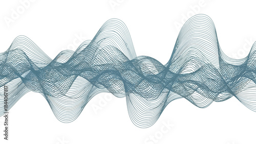 Dynamic Abstract Wavy Lines Pattern - Modern Teal Blue Waveform Background Design