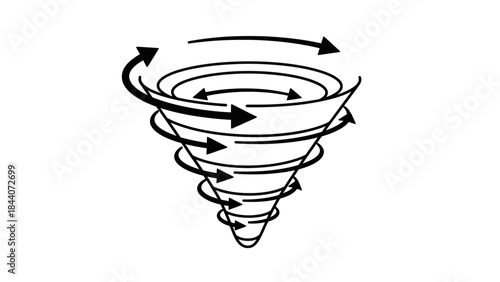 Tornado Swirl Doodle Illustration – Spinning Cyclone Wind Motion Icon
