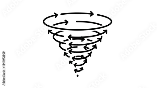 Tornado Swirl Doodle Illustration – Spinning Cyclone Wind Motion Icon