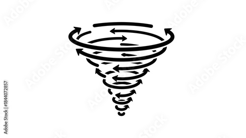 Tornado Swirl Doodle Illustration – Spinning Cyclone Wind Motion Icon