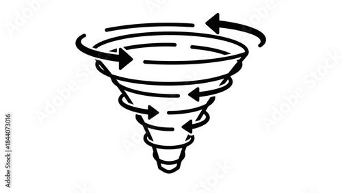 Tornado Swirl Doodle Illustration – Spinning Cyclone Wind Motion Icon
