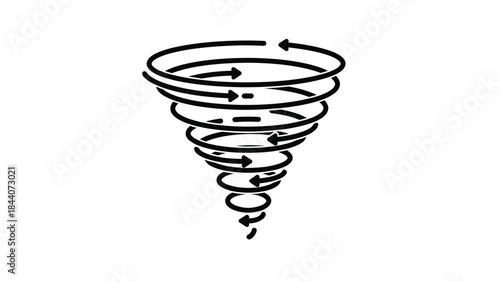 Tornado Swirl Doodle Illustration – Spinning Cyclone Wind Motion Icon