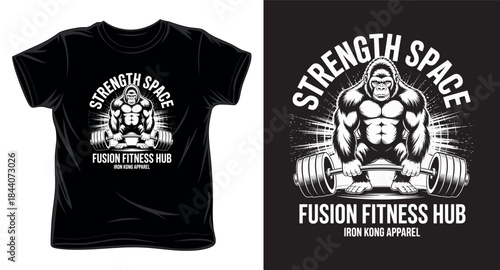strength space fusion fitness hub graphic vector art t-shirt design print template