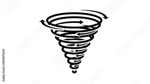 Tornado Swirl Doodle Illustration – Spinning Cyclone Wind Motion Icon