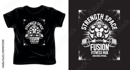 strength space fusion fitness hub graphic vector art t-shirt design print template
