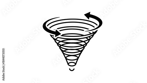 Tornado Swirl Doodle Illustration – Spinning Cyclone Wind Motion Icon