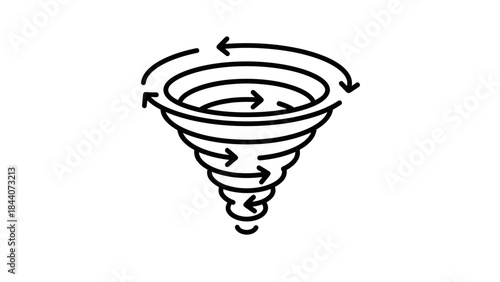 Tornado Swirl Doodle Illustration – Spinning Cyclone Wind Motion Icon