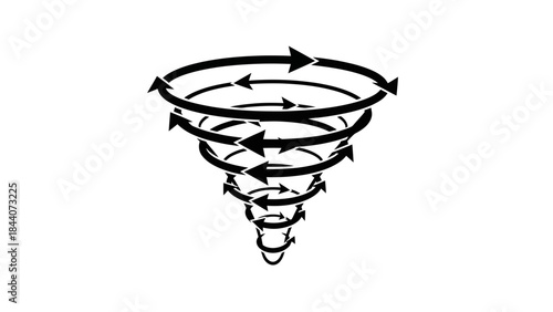 Tornado Swirl Doodle Illustration – Spinning Cyclone Wind Motion Icon