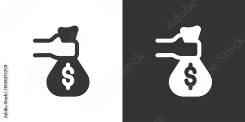 Hand Holding Money Bag icon. Solid glyph series icon
