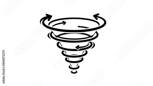 Tornado Swirl Doodle Illustration – Spinning Cyclone Wind Motion Icon