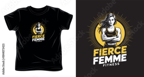 fierce femme fitness graphic vector art t-shirt design print template