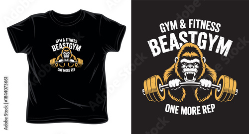 gym and fitness beastgym one more rep graphic vector art t-shirt design print template