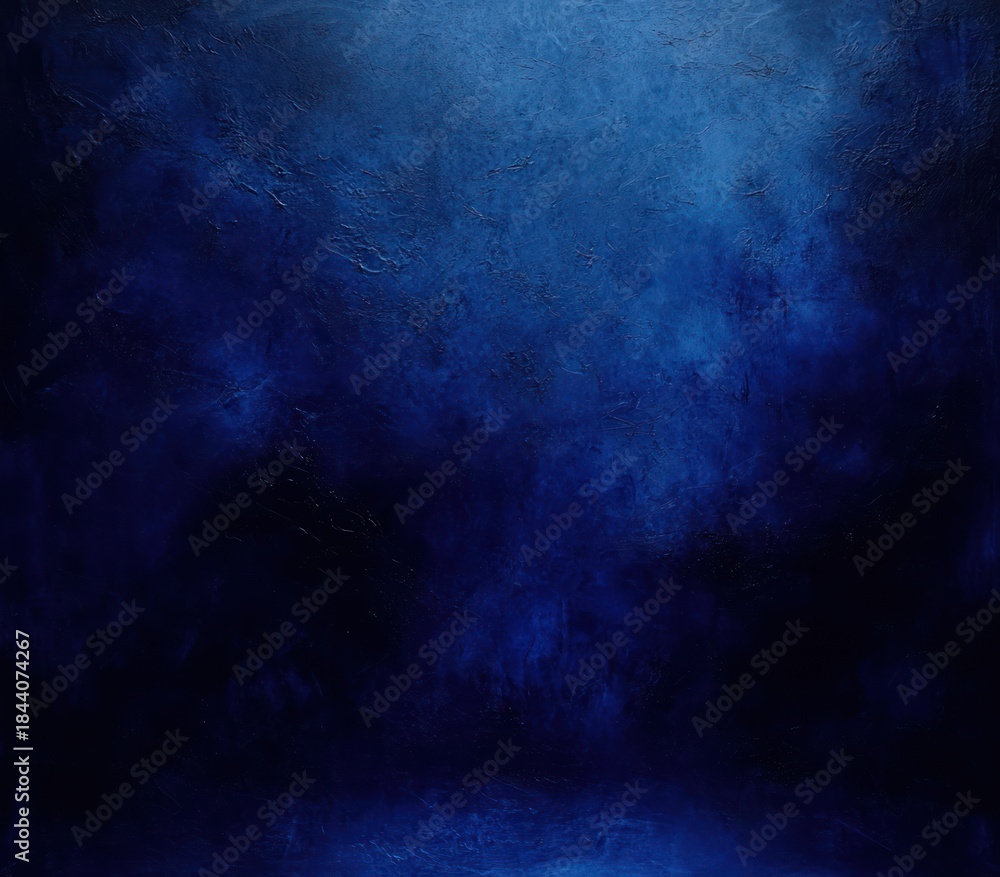 Obraz premium deep blue textured abstract background with moody atmospheric light and painterly canvas texture
