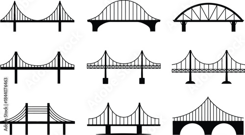 Collection of Stylized Bridge Silhouettes