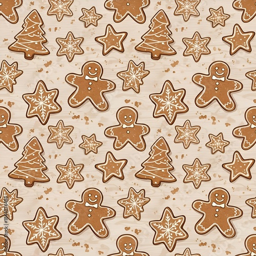 gingerbread cookies seamless pattern